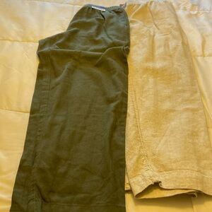 Two pair of old linen straight linen pull on pants brand new